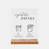 白モダンエレガント黒のシグネチャードリンク アクリルサイン (正面)