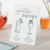 白モダンエレガント黒のシグネチャードリンク 台座サイン (インサイチュ)