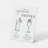 白モダンエレガント黒のシグネチャードリンク 台座サイン (正面)