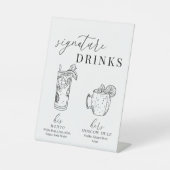 白モダンエレガント黒のシグネチャードリンク 台座サイン (正面)