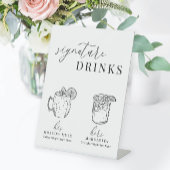 白モダンエレガント黒のシグネチャードリンク 台座サイン