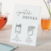 白モダンエレガント黒のシグネチャードリンク 台座サイン (インサイチュ)