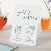 白モダンエレガント黒のシグネチャードリンク 台座サイン (インサイチュ)