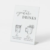 白モダンエレガント黒のシグネチャードリンク 台座サイン (正面)