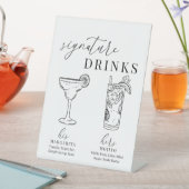 白モダンエレガント黒のシグネチャードリンク 台座サイン (インサイチュ)