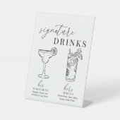 白モダンエレガント黒のシグネチャードリンク 台座サイン (正面)