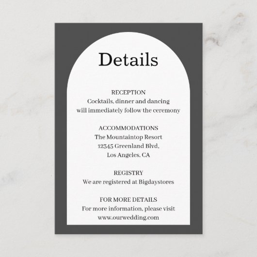 白モダンエレガント黒の写真結婚 エンクロージャーカード (正面)