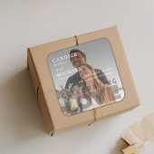 白モダンエレガント黒の写真結婚 スクエアシール