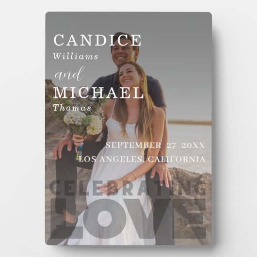 白モダンエレガント黒の写真結婚 フォトプラーク (正面)