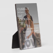 白モダンエレガント黒の写真結婚 フォトプラーク (側面)