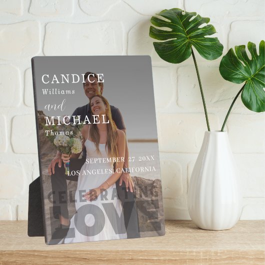 白モダンエレガント黒の写真結婚 フォトプラーク