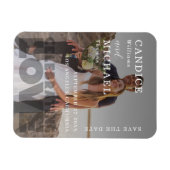 白モダンエレガント黒の写真結婚 マグネット (横)