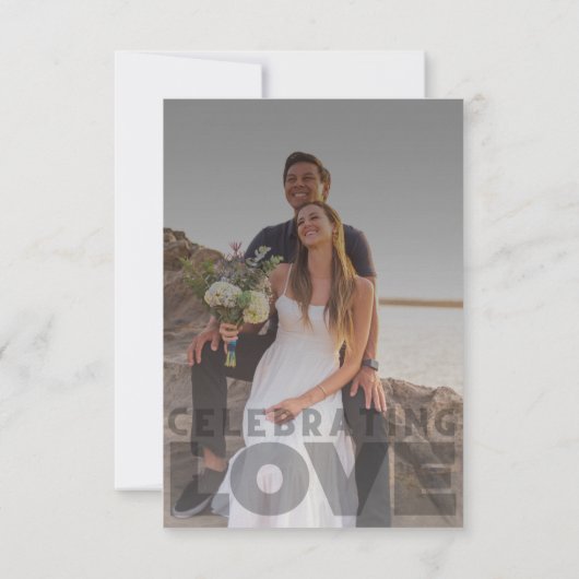 白モダンエレガント黒の写真結婚 出欠カード (裏面)