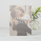 白モダンエレガント黒の写真結婚 招待状 (スタンド正面)