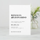 白モダンエレガント黒の写真結婚 招待状 (スタンド正面)