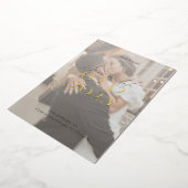 白モダンエレガント黒の写真結婚 箔招待状 (回転した状態)