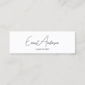 白モダンエレガント黒の卒業式の名刺 スキニー名刺 (正面)