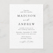 白モダンエレガント黒の斑点が結婚ある インビテーションポストカード (正面)