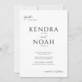 白モダンエレガント黒の書結婚道 招待状 (正面)