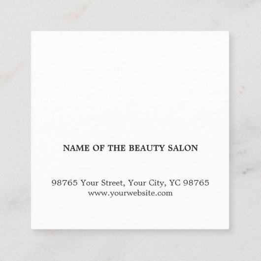 白モダンエレガント黒の美容師 スクエア名刺 (裏面)