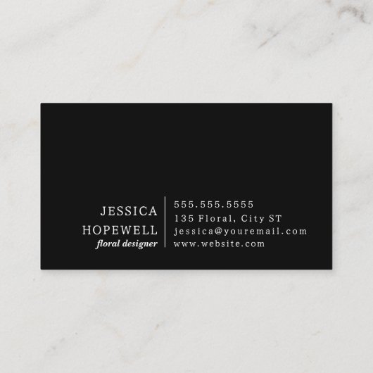 白モダンエレガント黒の花 名刺 (裏面)