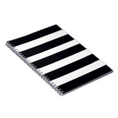 白モダンエレガント黒ノートストライプのブック ノートブック (右側)