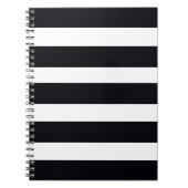 白モダンエレガント黒ノートストライプのブック ノートブック (正面)