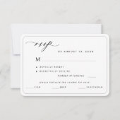 白モダンエレガント黒料理の結婚選択 出欠カード (正面)