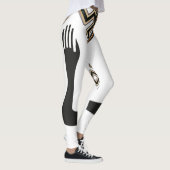 白モダンエレガント黒金ゴールドアート レギンス (右)