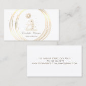 白モダンエレガント、金ゴールドサークルYoga Girl 名刺 (正面/裏面)