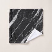 白モダンエレガント&黒マーブルデザイン バスタオルセット (ウォッシュタオル)