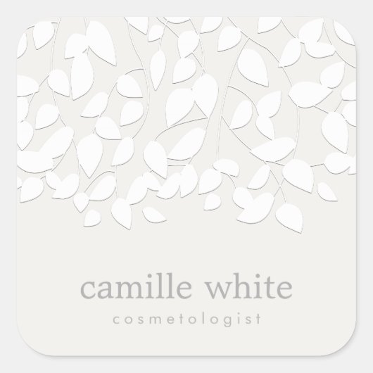 白モダンエンボスルッ葉ク スクエアシール (正面)