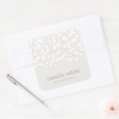 白モダンエンボスルッ葉ク スクエアシール (封筒)