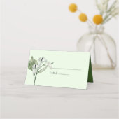 白モダンカエレガントラ・リリー結婚ズ プレイスカード (正面)