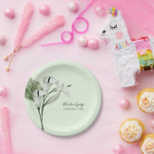 白モダンカエレガントラ・リリー結婚ズ ペーパープレート (パーティー)