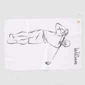 白モダンカッコいい名の追加カスタマイズMens ゴルフタオル (横)