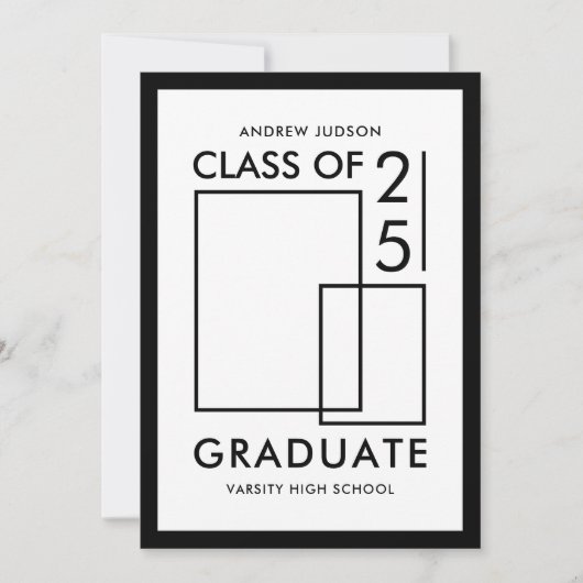 白モダンクラス25写真卒業 案内状 (正面)