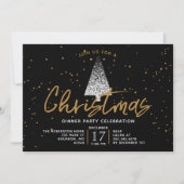 白モダンクリスマスツリーパーティの招待状 招待状 (正面)