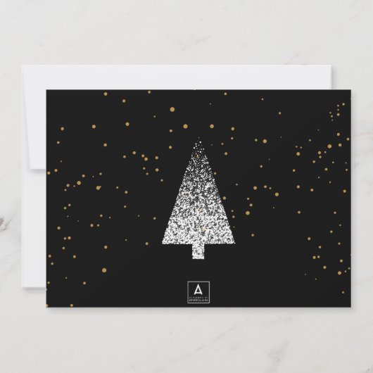 白モダンクリスマスツリーパーティの招待状 招待状 (裏面)