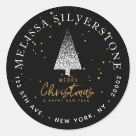 白モダンクリスマスツリー住所 シール