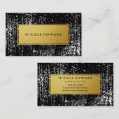 白モダングランジ金スタイリッシュ属フェイク金ゴールド 名刺 (正面/裏面)