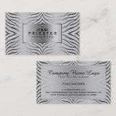 白モダングリッター&金ゴールド縞模様 名刺 (正面/裏面)