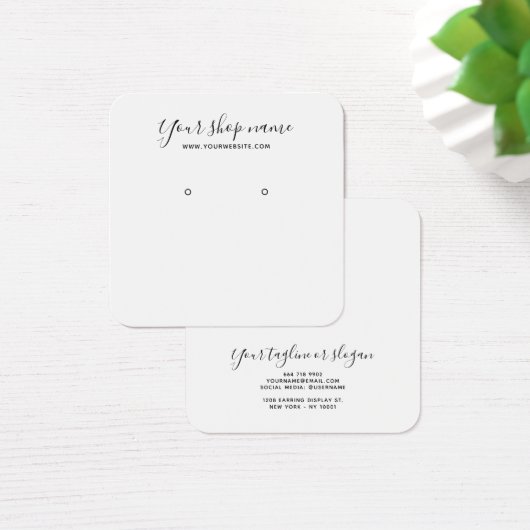 白モダンシンプルスタッド耳飾り表示正方形 (デスク)