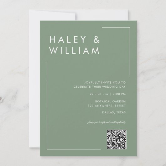 白モダンシンプルミニマル結婚ラスト 招待状 (正面)