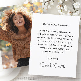 白モダンシンプル写真卒業 サンキューカード