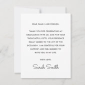 白モダンシンプル写真卒業 サンキューカード (裏面)