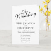 白モダンシンプル結婚折あいさつカード カード (黄色い花)