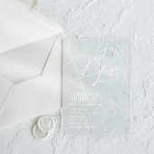 白モダンシンプル結婚 アクリル招待状