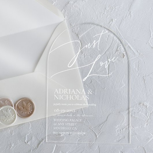 白モダンシンプル結婚 アクリル招待状