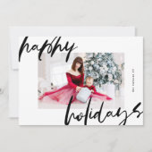 白モダンスタイリッシュと黒の写真happy シーズンカード (正面)